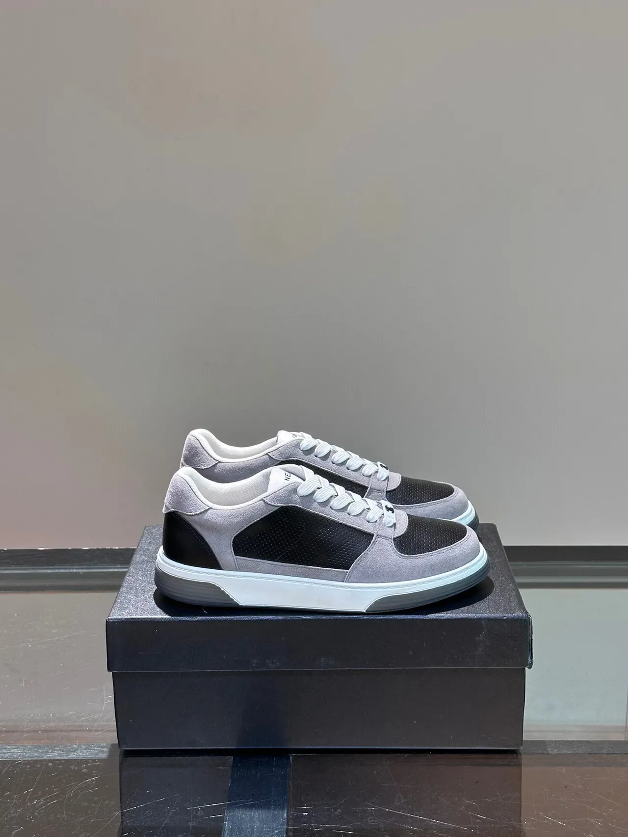 Chanel Low-Top Suede and Perforated Leather Sneaker 2