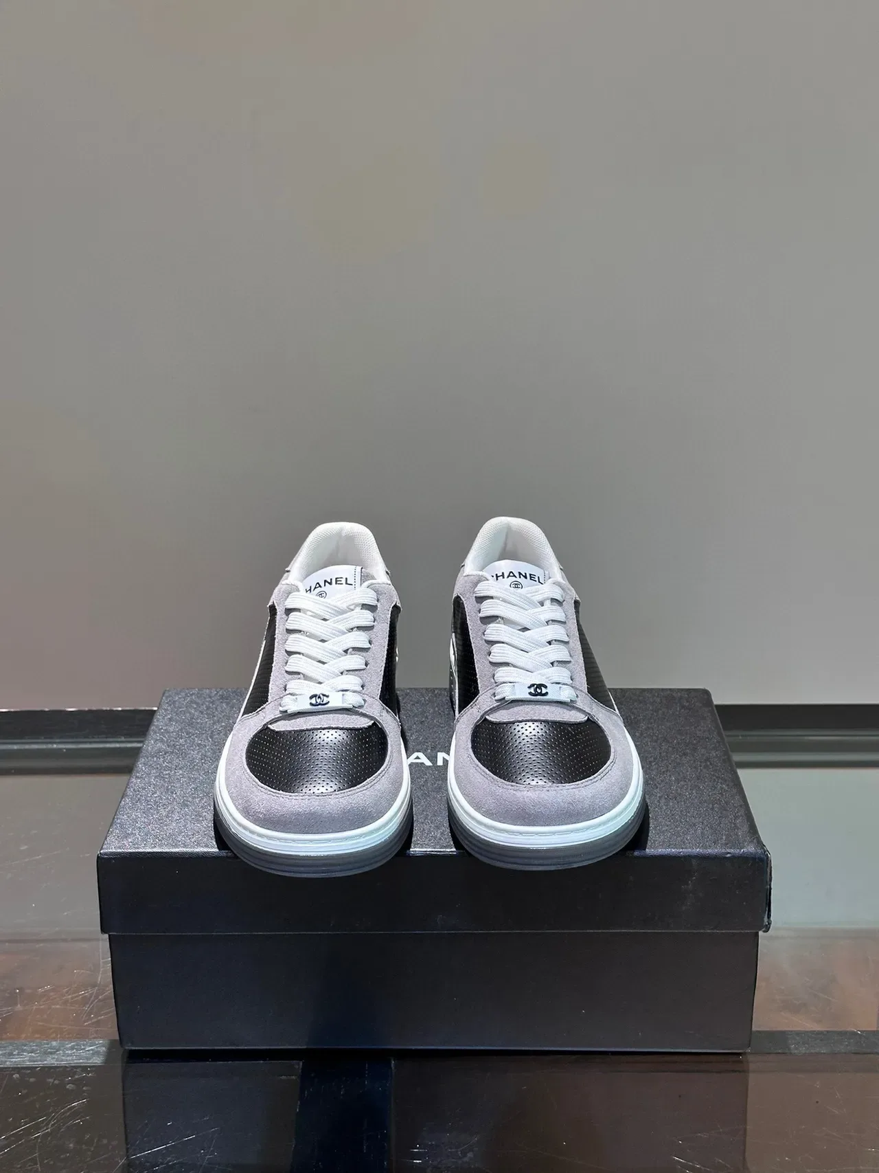 Chanel Low-Top Suede and Perforated Leather Sneaker 3