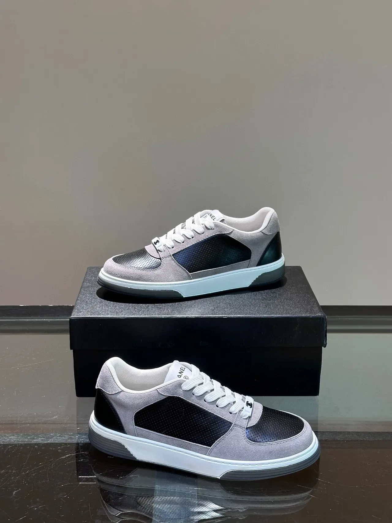 Chanel Low-Top Suede and Perforated Leather Sneaker 4