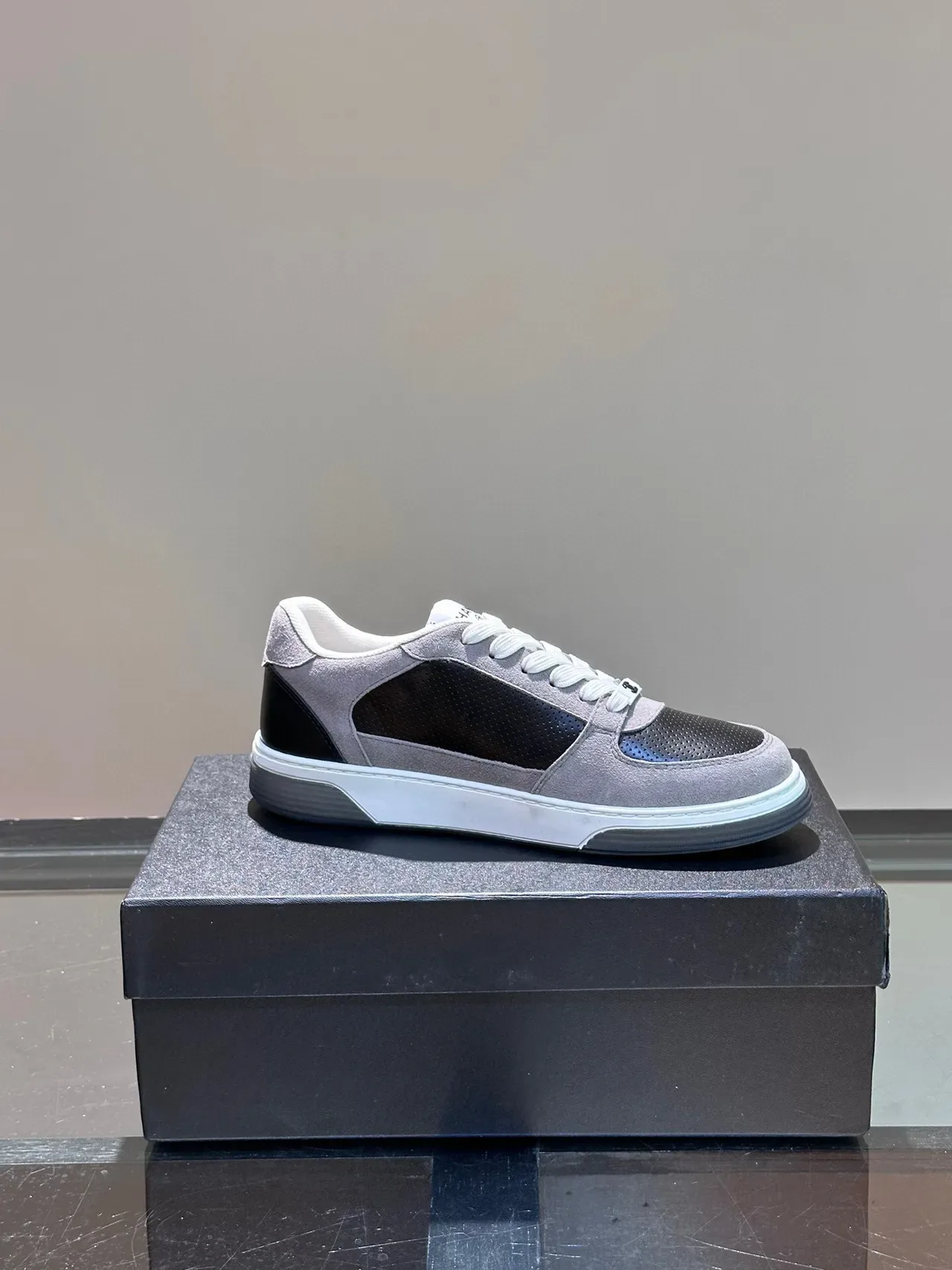 Chanel Low-Top Suede and Perforated Leather Sneaker 5