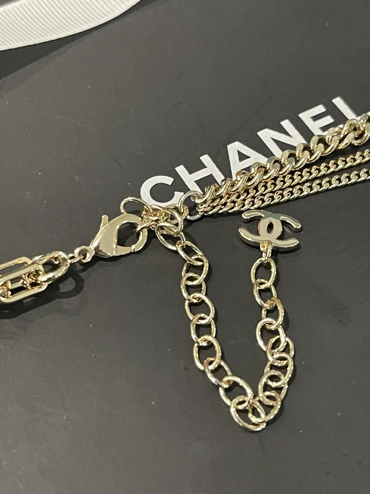 Chanel Multi-Chain Silver-Tone Bow CC Pendant Necklace 4