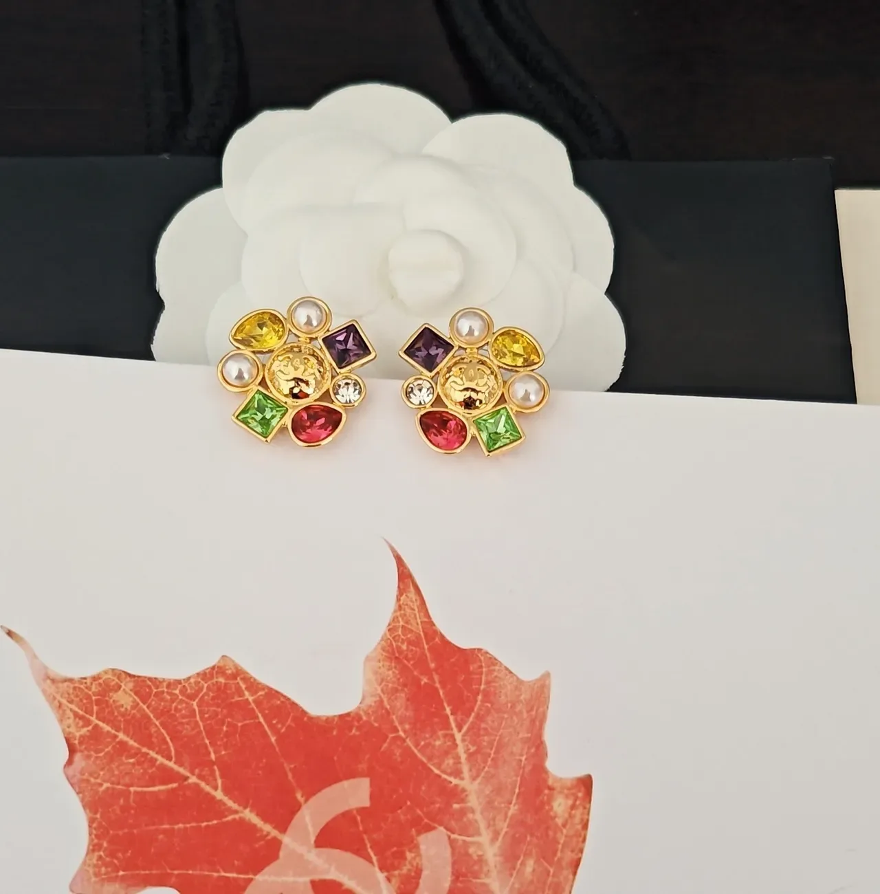 Chanel Multi-Stone Floral Cluster Earrings 3