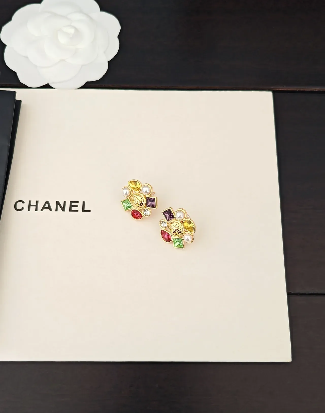Chanel Multi-Stone Floral Cluster Earrings 5