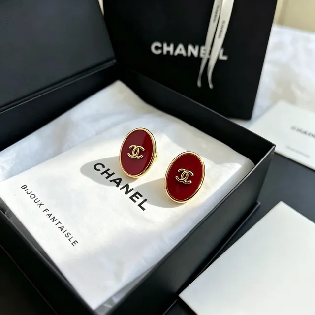 Chanel Oval Enamel CC Stud Earrings 8