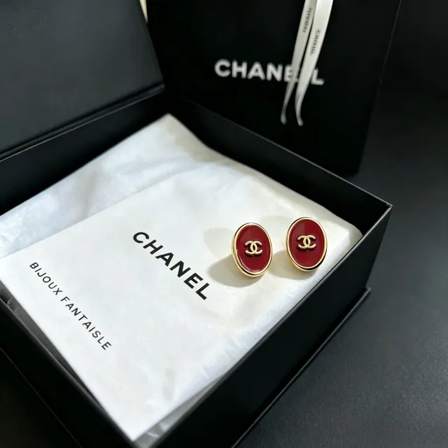 Chanel Oval Enamel CC Stud Earrings 10