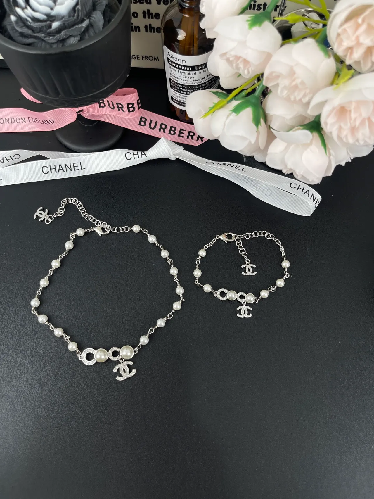 Chanel Pearl and CC Logo Bracelet 6