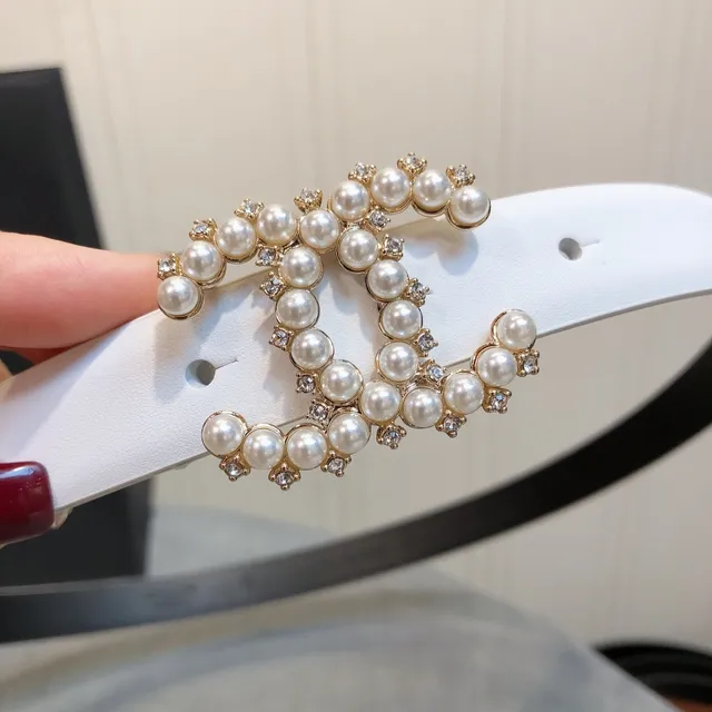 Chanel Pearl CC Belt White Leather Belt 2