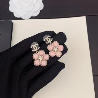 Chanel Pink Gold Floral Cluster Crystal-Embellished Earrings