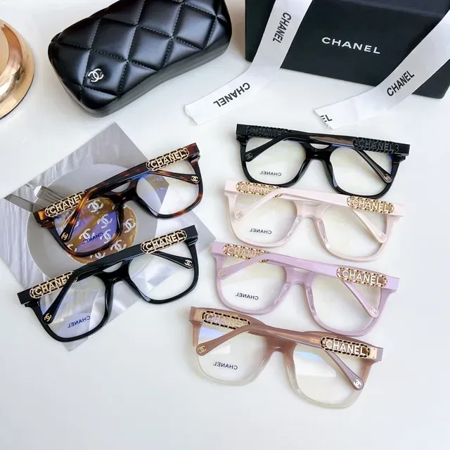 Chanel Purple Gold Rounded Square Acetate Frame Chain-Link Temple Detail Optical Glasses 4