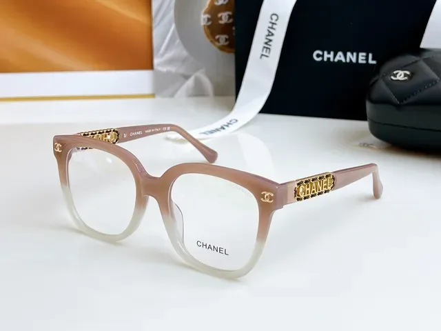 Chanel Purple Gold Rounded Square Acetate Frame Chain-Link Temple Detail Optical Glasses 8
