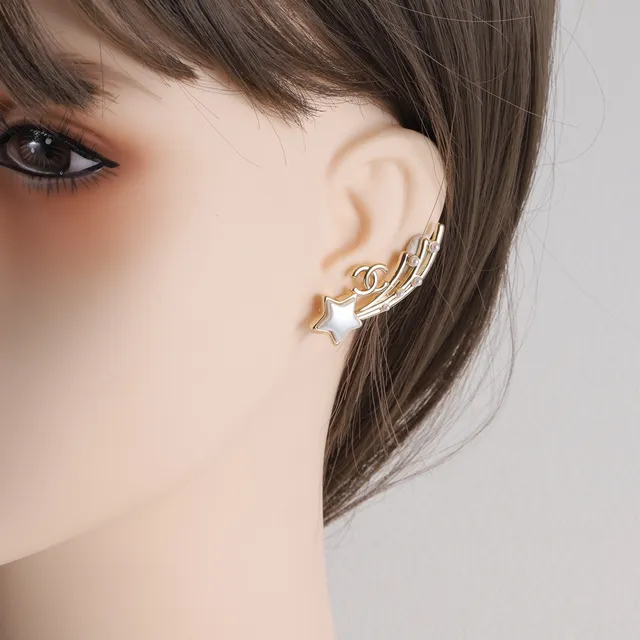 Chanel Star and CC Logo Pearl Ear Cuffs Earrings 2