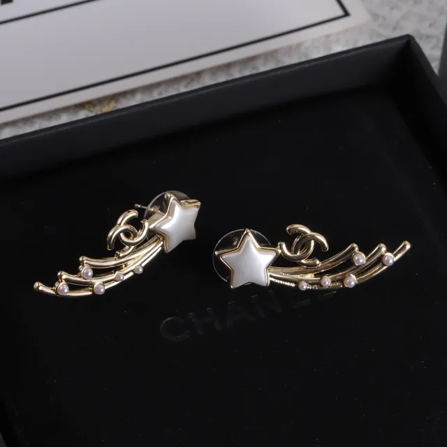 Chanel Star and CC Logo Pearl Ear Cuffs Earrings 7