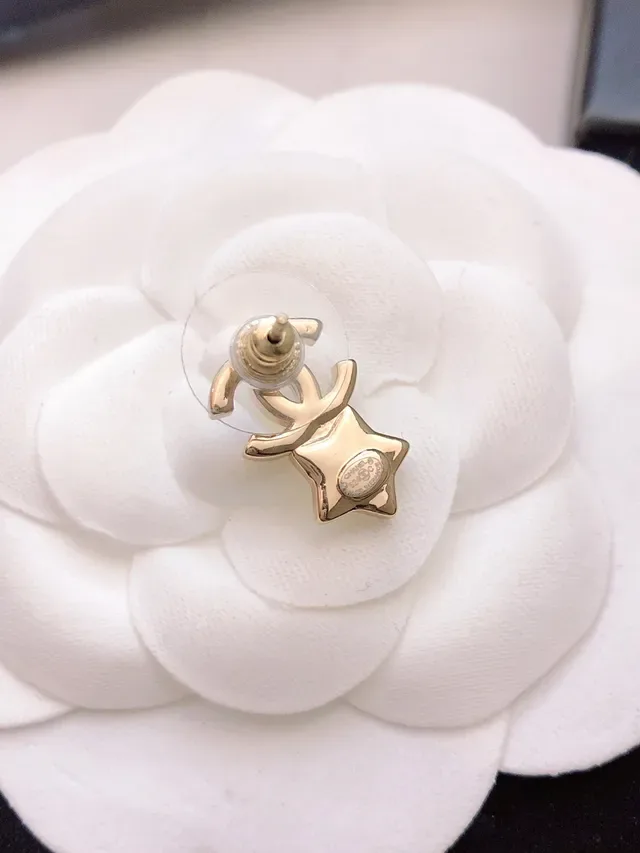 Chanel Star CC Pavé Crystal and White Enamel Stud Earrings 4