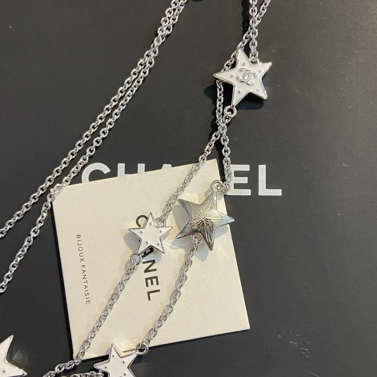 Collier Chaîne Argent Chanel Motif Étoile Rempli d'Émail 3