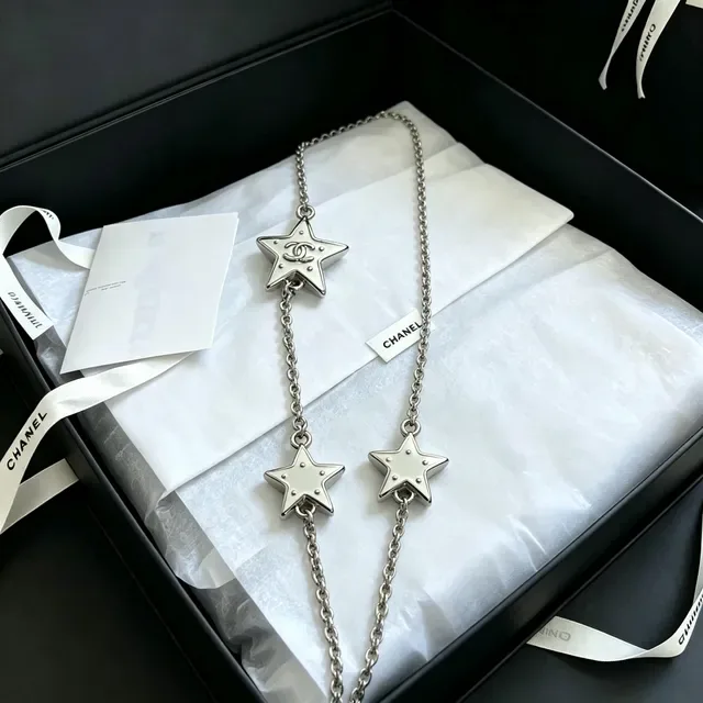 Collier Chaîne Argent Chanel Motif Étoile Rempli d'Émail 4