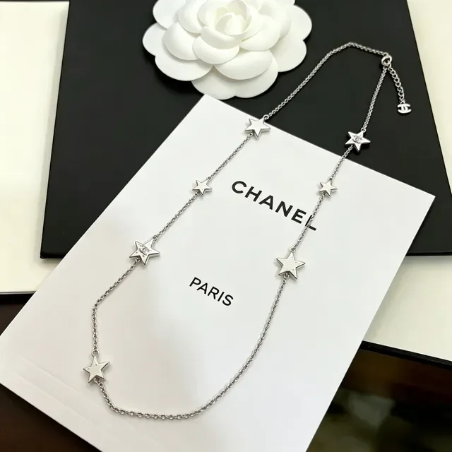 Collier Chaîne Argent Chanel Motif Étoile Rempli d'Émail 5