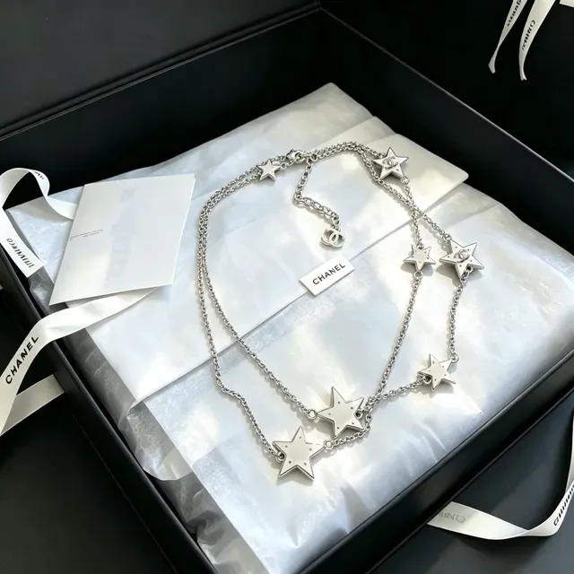 Collier Chaîne Argent Chanel Motif Étoile Rempli d'Émail 6