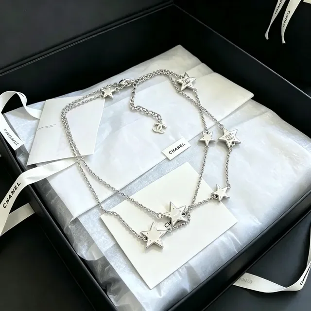 Collier Chaîne Argent Chanel Motif Étoile Rempli d'Émail 7
