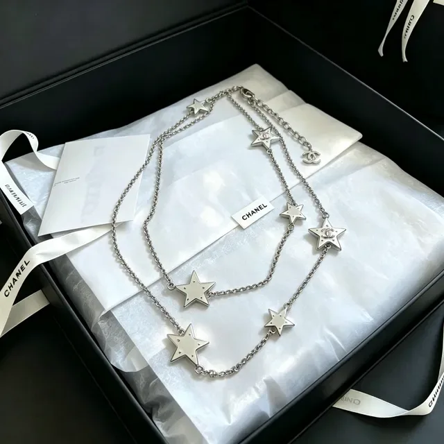 Collier Chaîne Argent Chanel Motif Étoile Rempli d'Émail 8