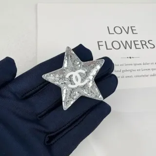 Chanel Star-Shaped Crystal CC Logo Brooch