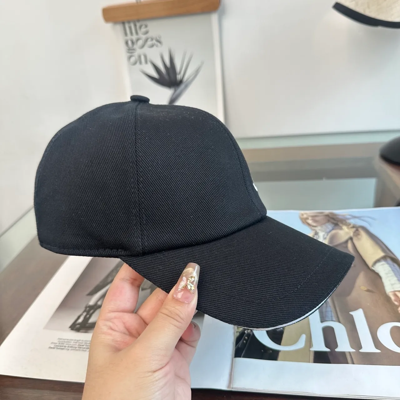 Chanel White Black Structured Six-Panel Embroidered Logo Baseball Cap 4