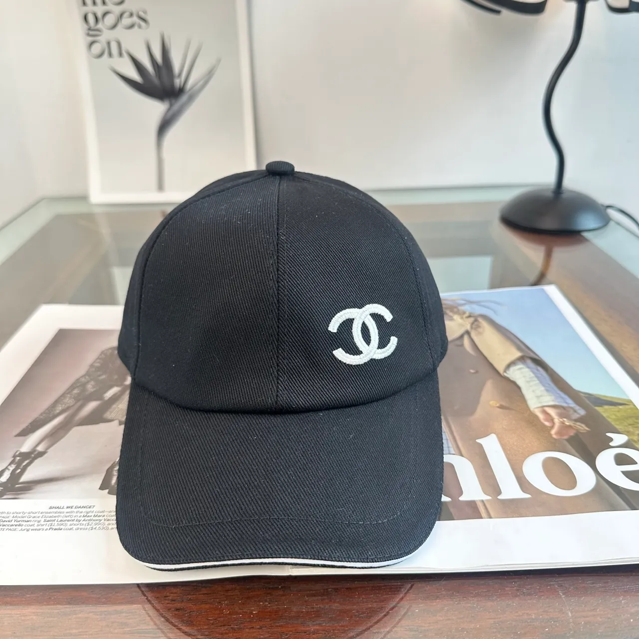 Chanel White Black Structured Six-Panel Embroidered Logo Baseball Cap 9