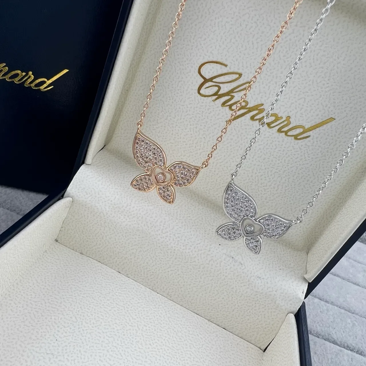 Chopard Happy Butterfly Pavé Crystal Butterfly Pendant Necklace 7