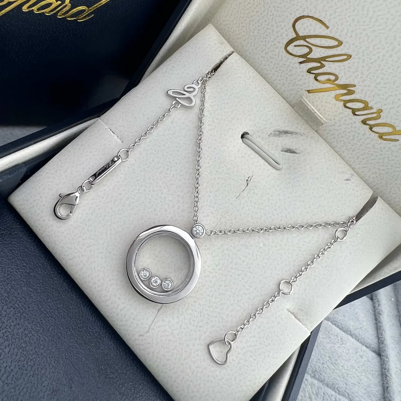 Chopard Happy Diamonds Gold Silver Circular Open-Frame Pendant Mobile Diamond Elements Necklace 3