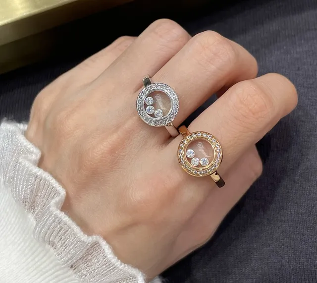 Chopard সুখী ডায়মন্ড ঘোরণী ডিস্ক পাভে ডায়মন্ড রিং 9