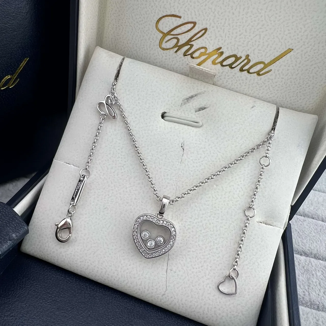 Chopard Happy Hearts Heart-Shaped Pavé Diamond Floating Charm Necklaces 3