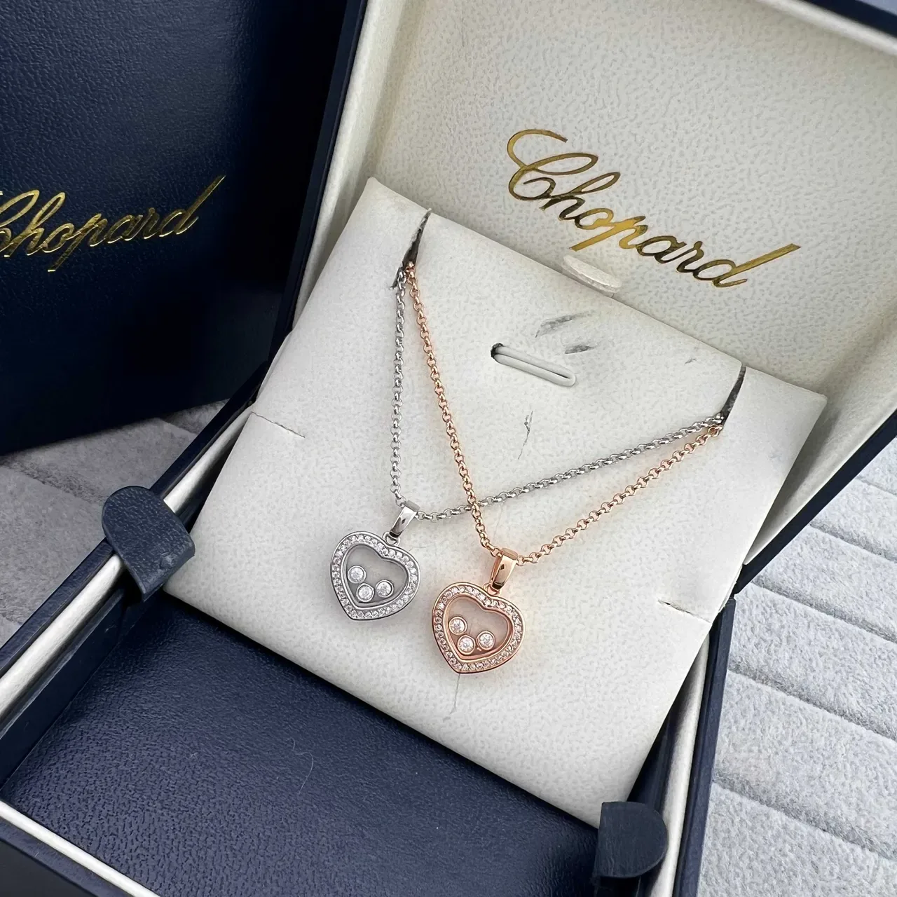 Chopard Happy Hearts Heart-Shaped Pavé Diamond Floating Charm Necklaces 4