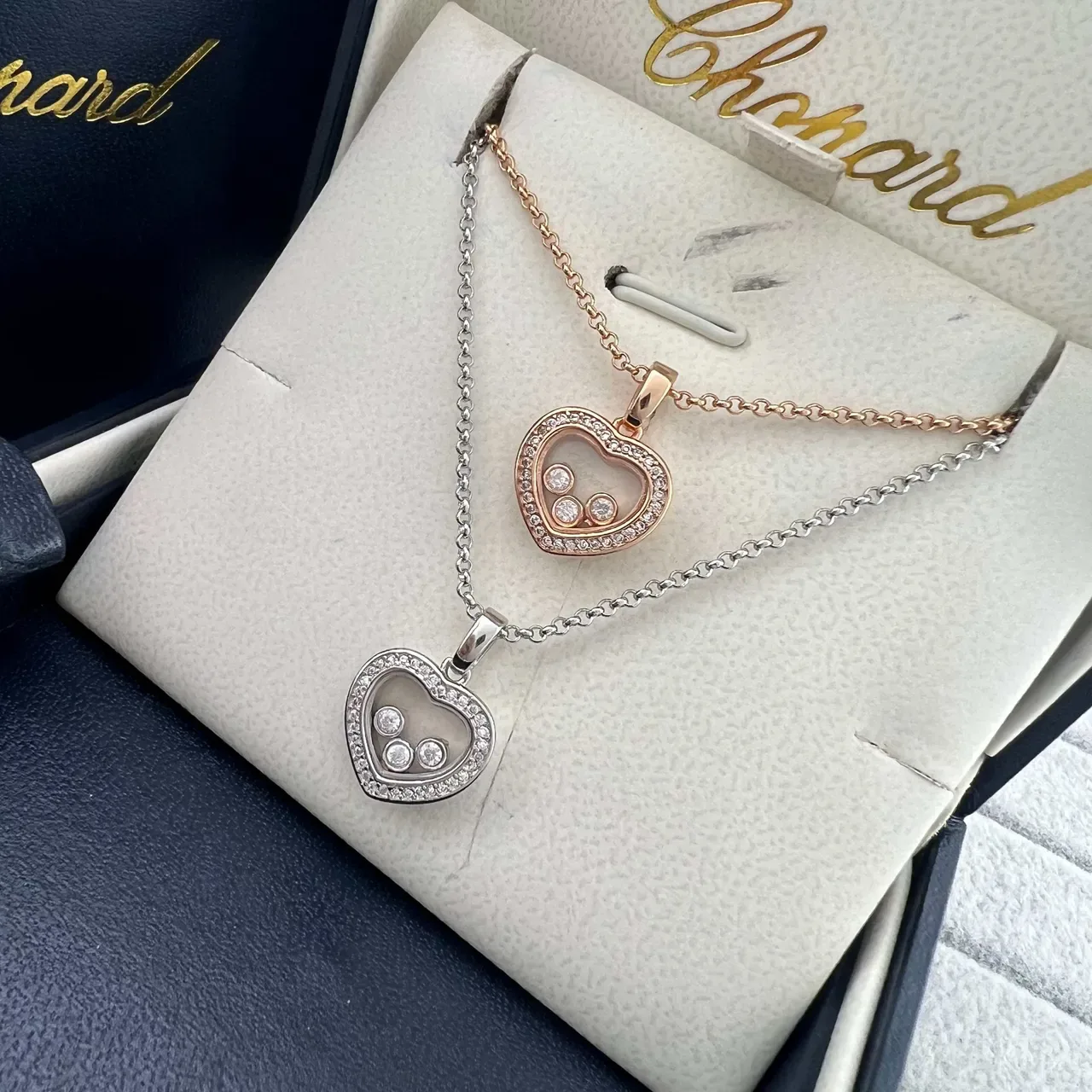 Chopard Happy Hearts Heart-Shaped Pavé Diamond Floating Charm Necklaces 6