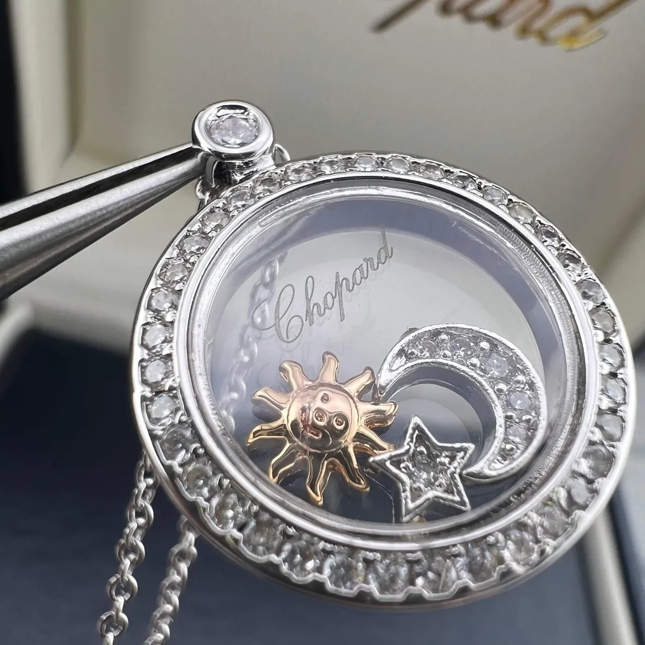 Chopard Happy Spirit Sun Moon Star Rotating Locket Necklaces 3