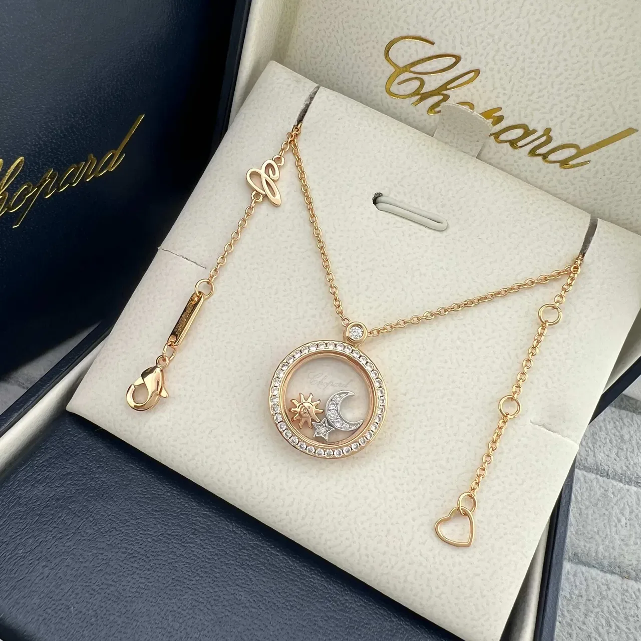 Chopard Happy Spirit Sun Moon Star Rotating Locket Necklaces 4
