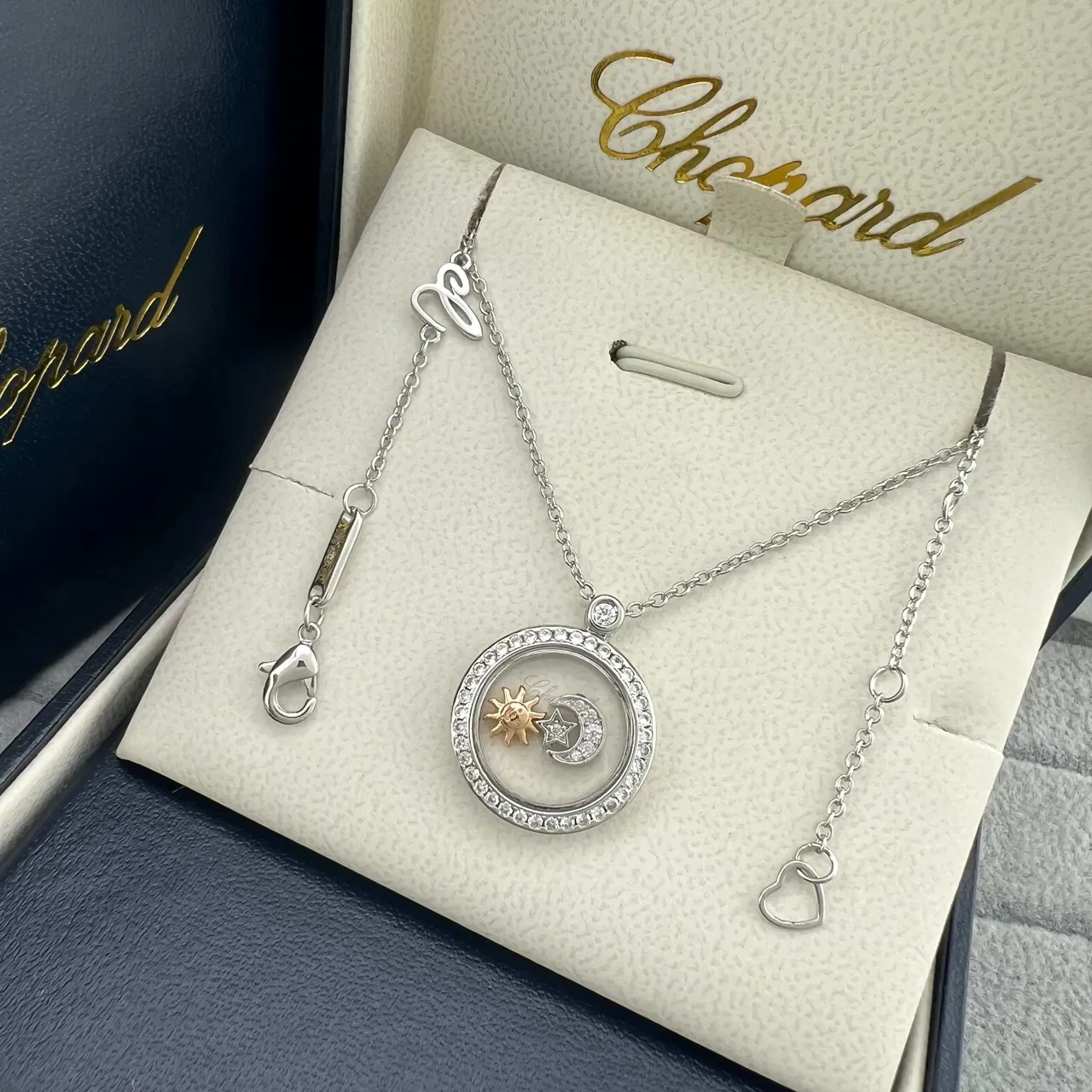 Chopard Happy Spirit Sun Moon Star Rotating Locket Necklaces 5