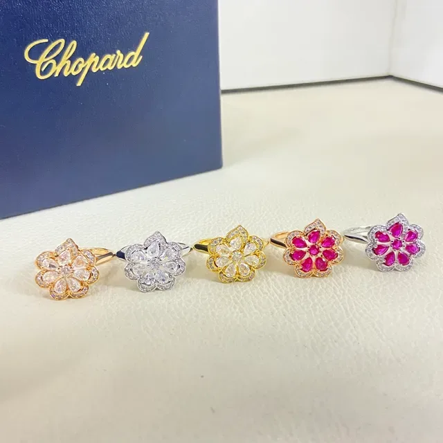 Chopard Multicolor Floral Motif Petal-Shaped Gem Setting Ring 2