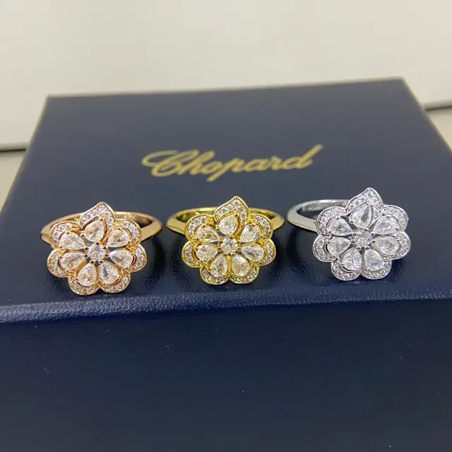 Chopard Multicolor Floral Motif Petal-Shaped Gem Setting Ring 7