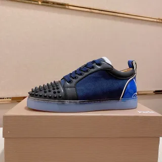 Christian Louboutin Lou Spikes Navy and Black Spike Detail Lifestyle Sneakers