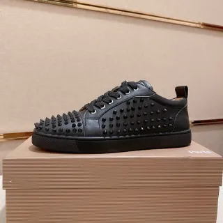 Christian Louboutin Spiked Leather Sneaker Black Upper Low-Top Silhouette Lifestyle Sneakers