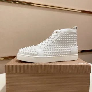 Christian Louboutin White High-Top Fully Studded Lifestyle Sneakers