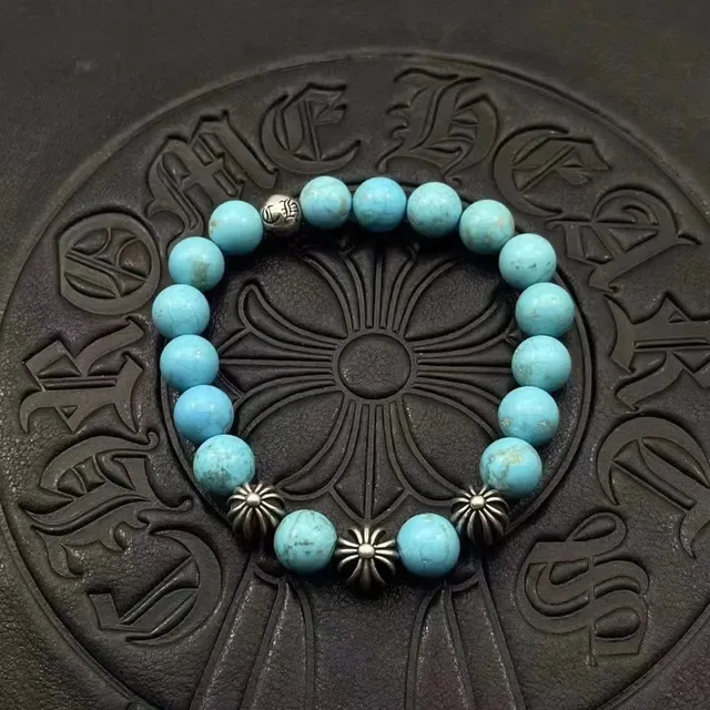 Chrome Hearts Black Silver Beaded Monogrammed Bracelet 2