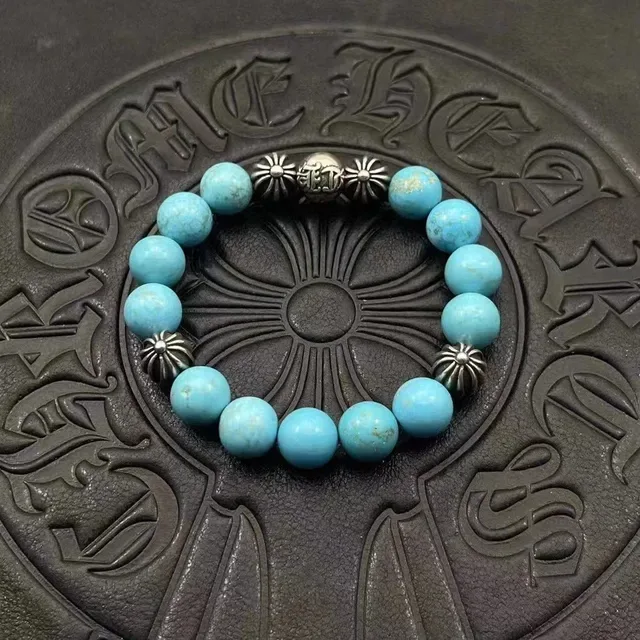 Chrome Hearts Black Silver Beaded Monogrammed Bracelet 3