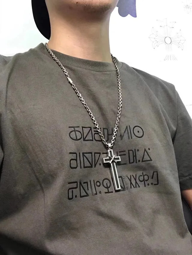 Chrome Hearts Collier Inlay de Métal Noir et Argent 2