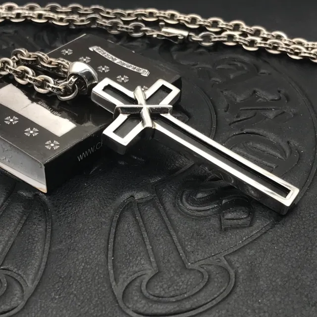 Chrome Hearts Collier Inlay de Métal Noir et Argent 5