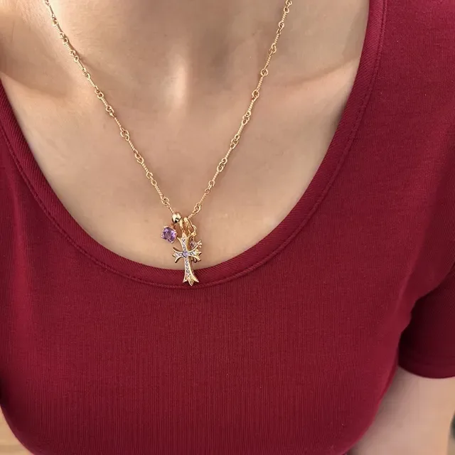 Chrome Hearts Cross Pendant Necklace Gold-Tone Pavé Gemstone Necklaces 2