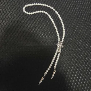 Chrome Hearts Cross & Spikes Pearl Strand Necklace