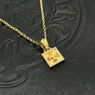 Chrome Hearts Croix Carrée Pavé Pendentif Collier 5