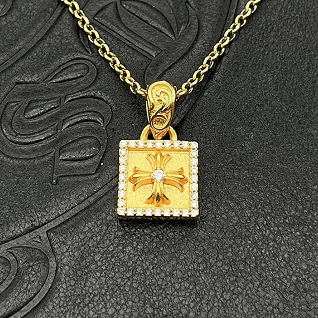 Chrome Hearts Croix Carrée Pavé Pendentif Collier 6