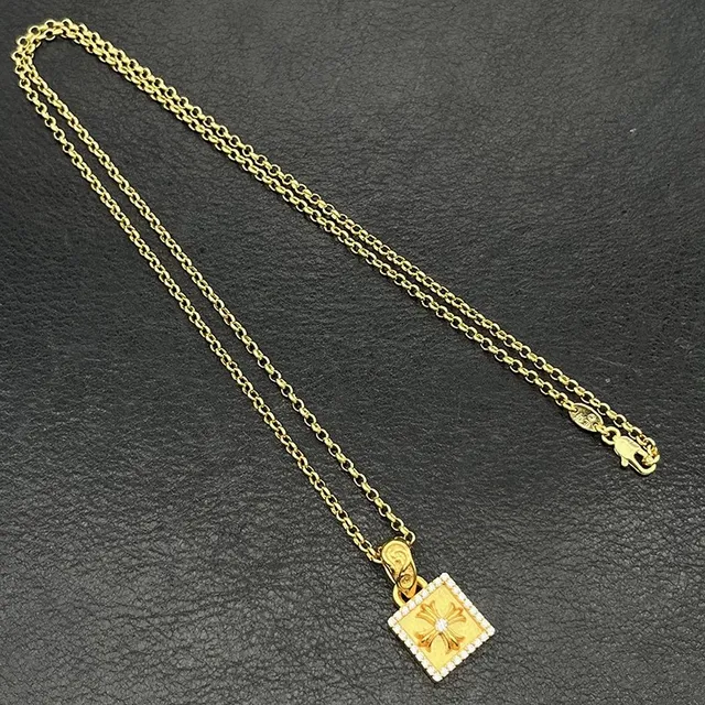 Chrome Hearts Croix Carrée Pavé Pendentif Collier 7
