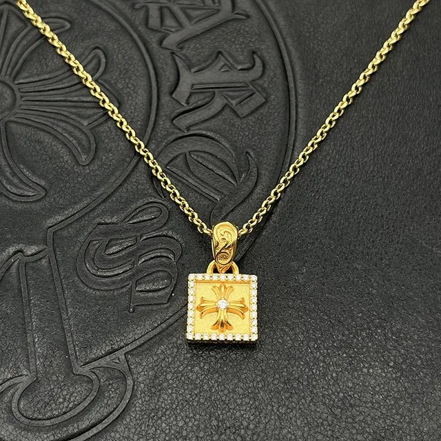 Chrome Hearts Croix Carrée Pavé Pendentif Collier 2